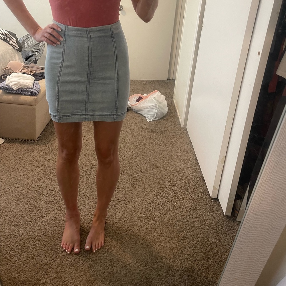 Free people light denim skirt